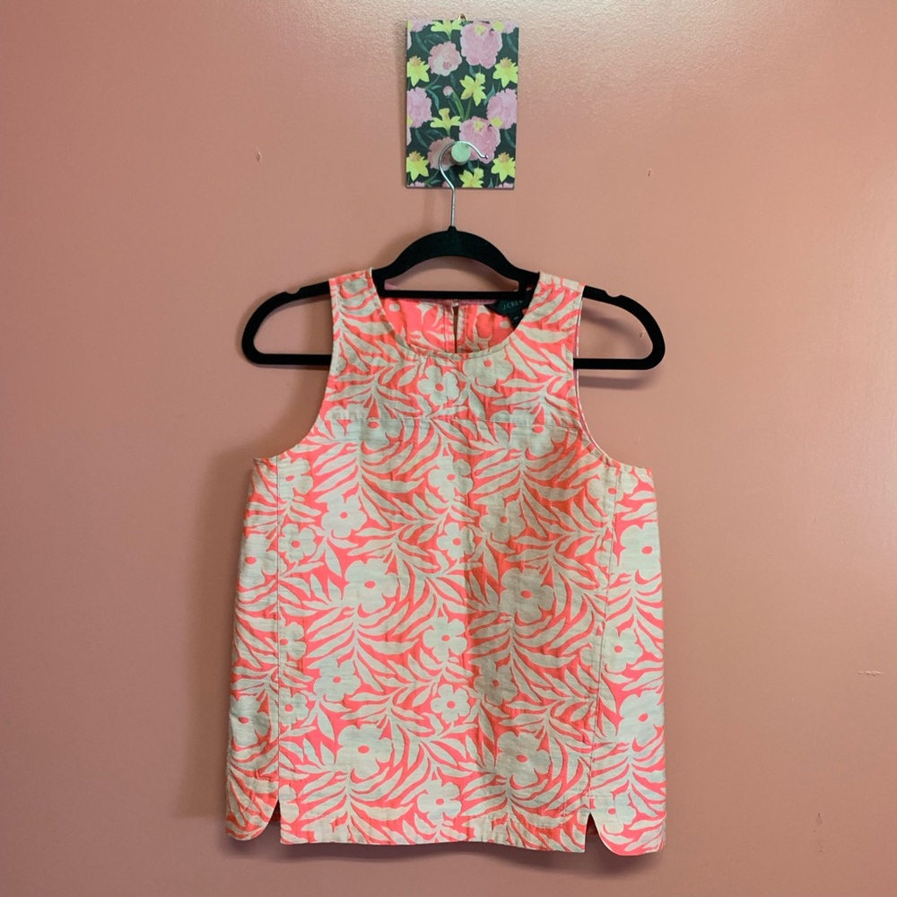 J Crew tall Seamed Shell Plumeria Jacquard